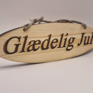 Juleskilt i træ – Glædelig Jul – Oval